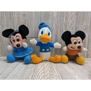 A Christmas Carol Plush Lot Mickey Mouse Minnie Donald Duck 1984 Vintage Disney